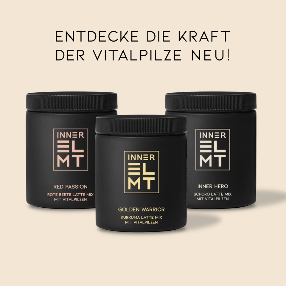 INNER ELMT Produkte auf Basis der Vitalpilze (Cordyceps und Lion ́s Mane) aus der traditionellen chinesischen Medizin - Mushroom Latte